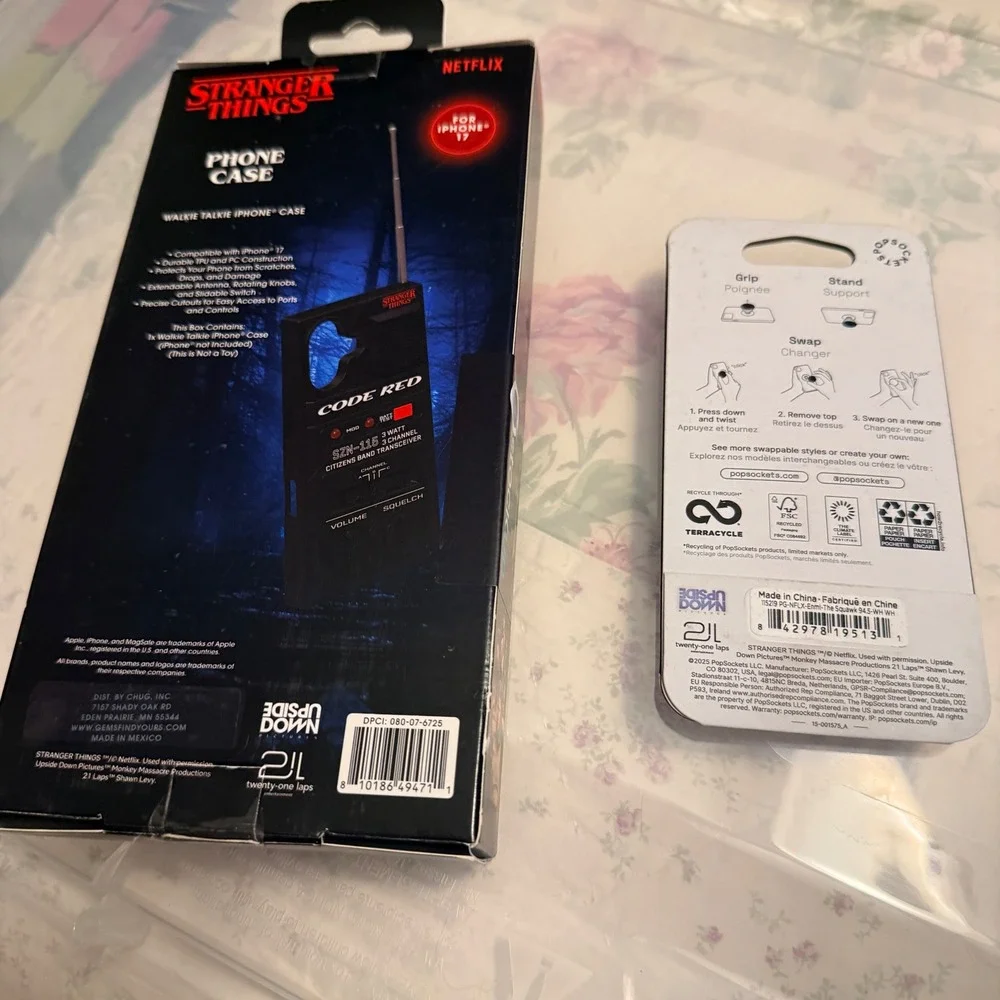 Netflix Stranger Things Walkie‎ Talkie iPhone 17 Case PopSockets Grip Bundle NEW